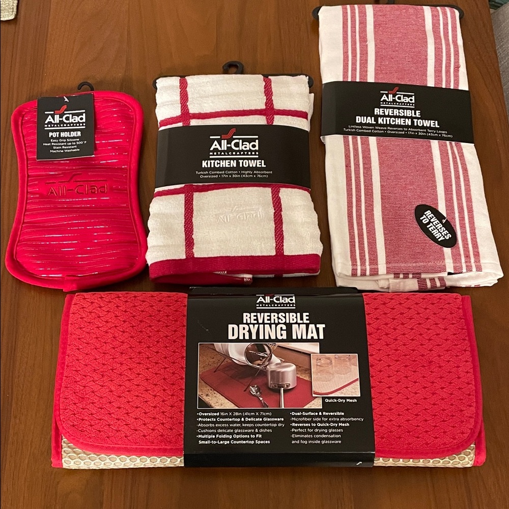 All-Clad Red and White Kitchen Linen Set